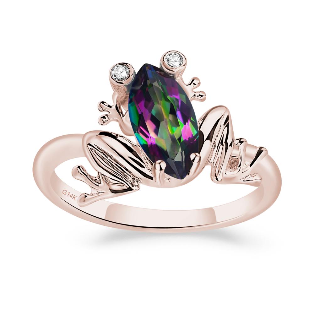 Marquise Cut Mystic Topaz Frog Ring - LUO Jewelry #metal_14k rose gold