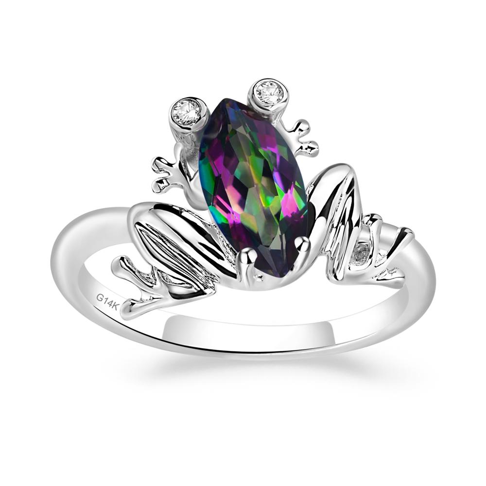 Marquise Cut Mystic Topaz Frog Ring - LUO Jewelry #metal_14k white gold