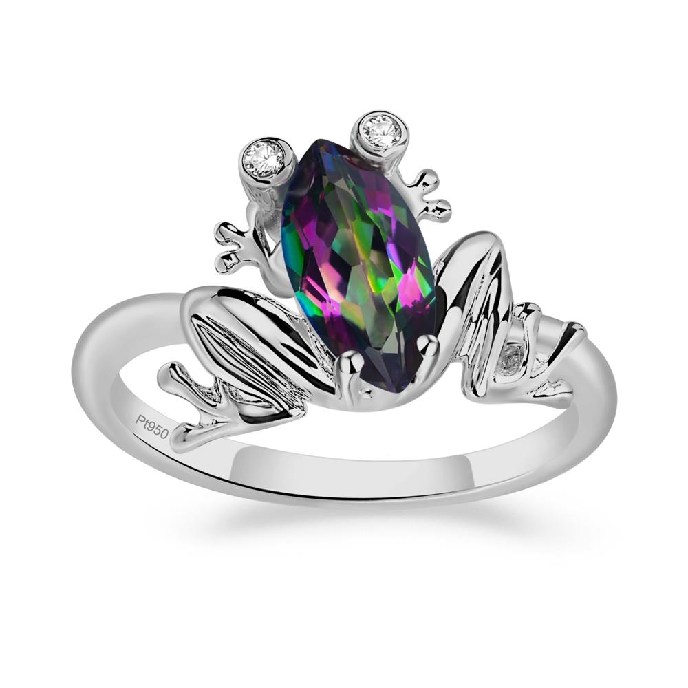 Marquise Cut Mystic Topaz Frog Ring - LUO Jewelry #metal_platinum