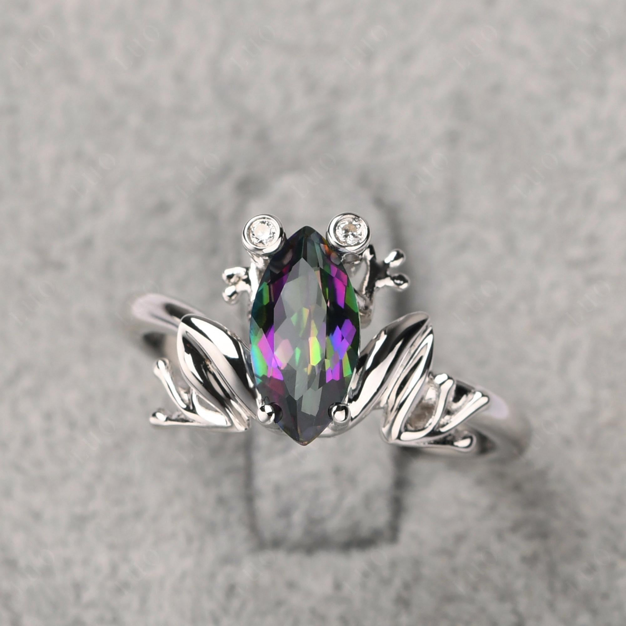 Marquise Cut Mystic Topaz Frog Ring - LUO Jewelry