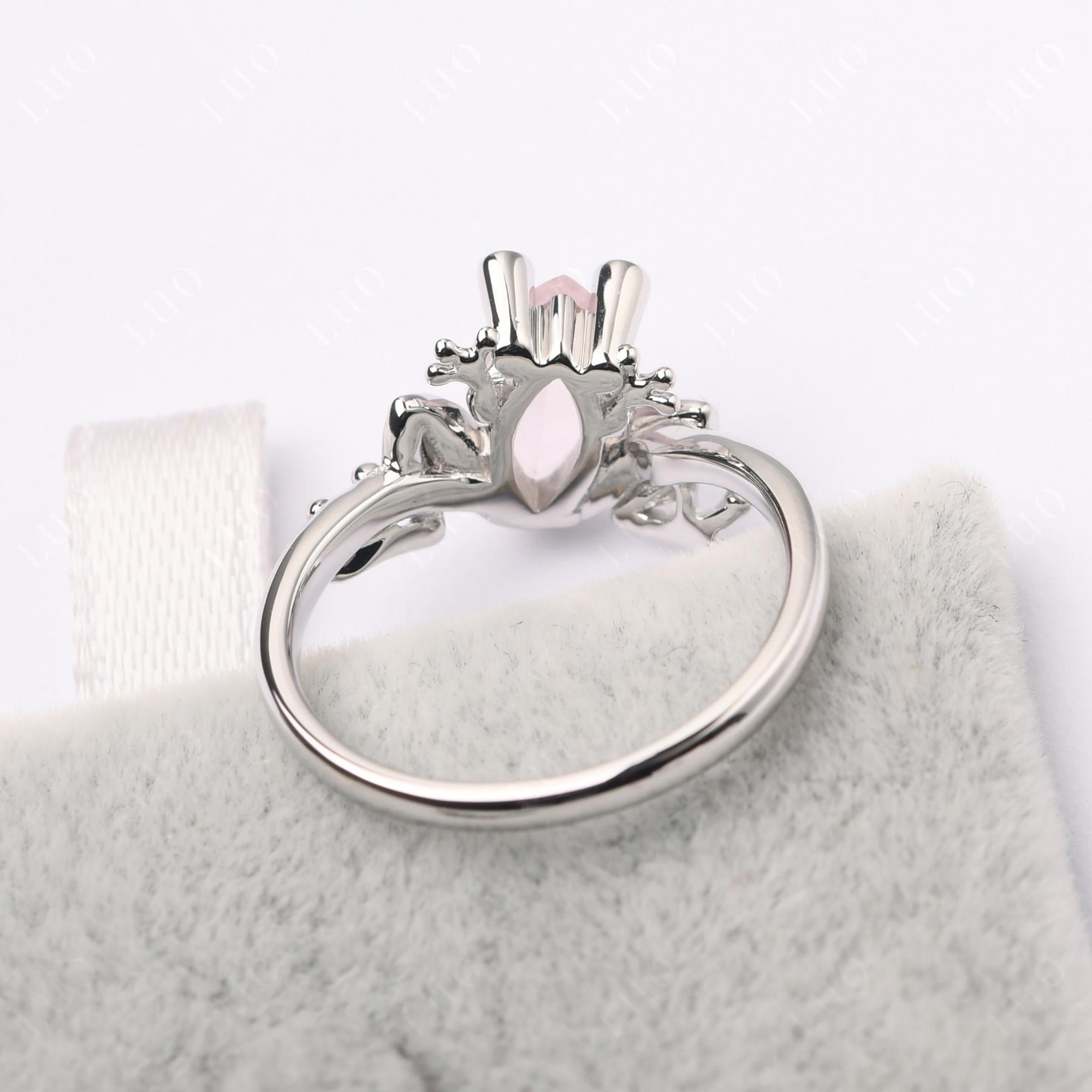 Marquise Cut Rose Quartz Frog Ring - LUO Jewelry