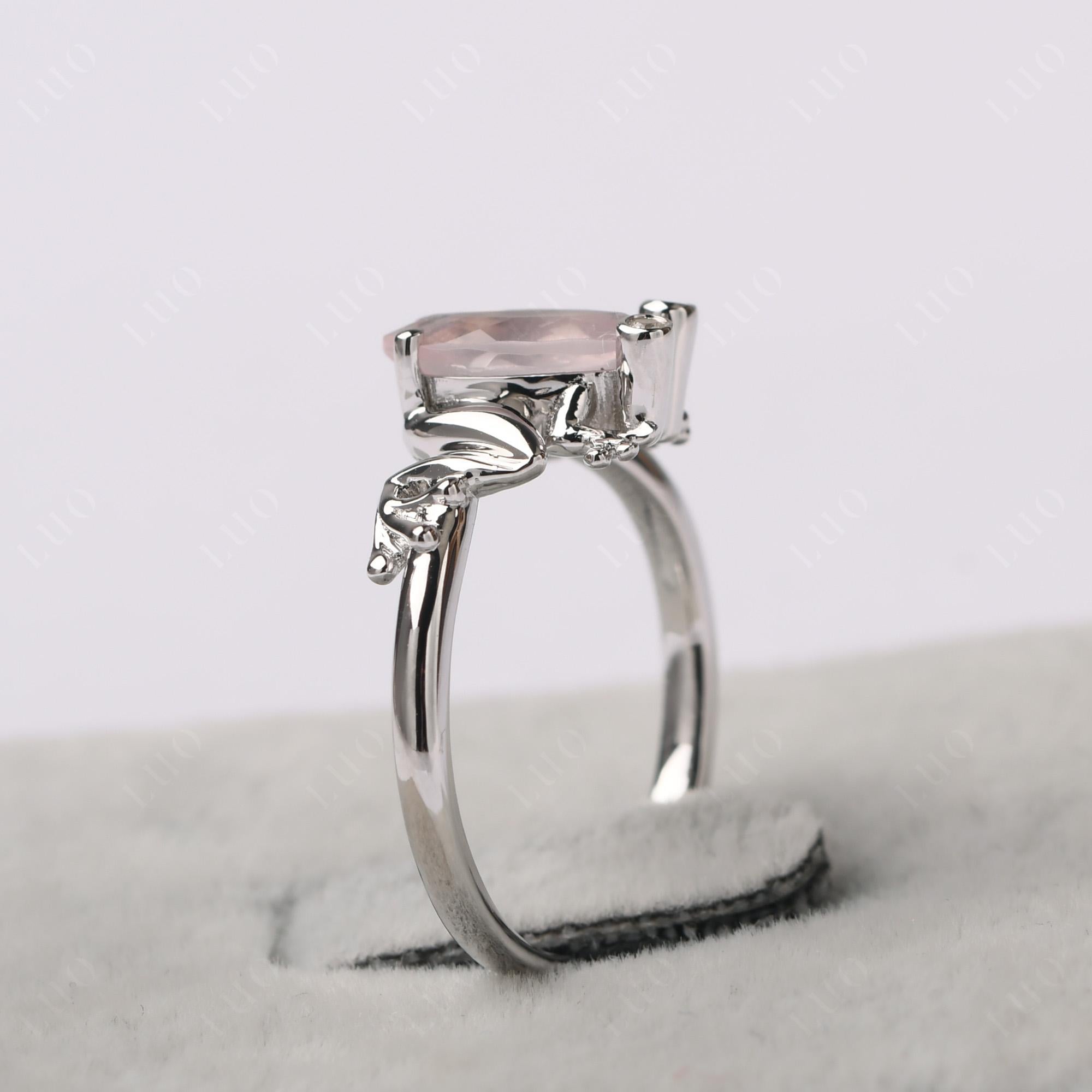 Marquise Cut Rose Quartz Frog Ring - LUO Jewelry