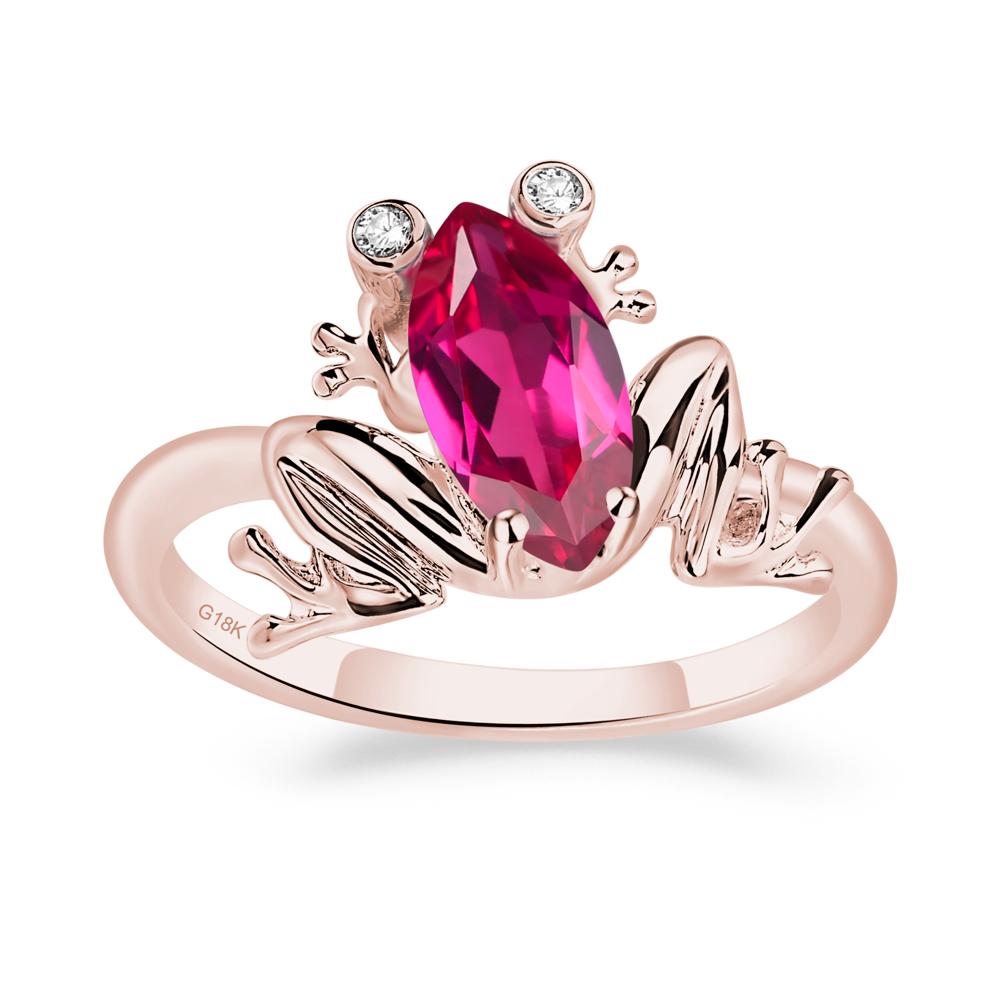Marquise Cut Lab Grown Ruby Frog Ring - LUO Jewelry #metal_18k rose gold