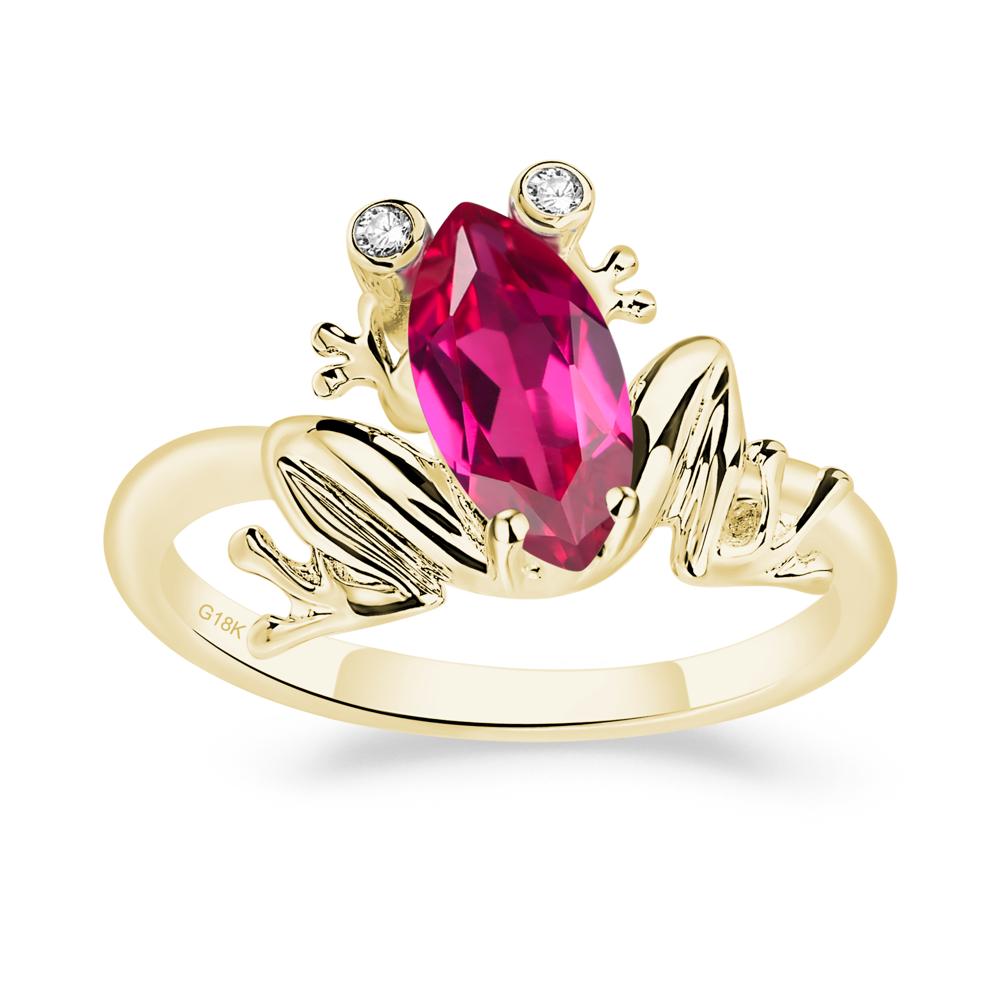 Marquise Cut Lab Grown Ruby Frog Ring - LUO Jewelry #metal_18k yellow gold