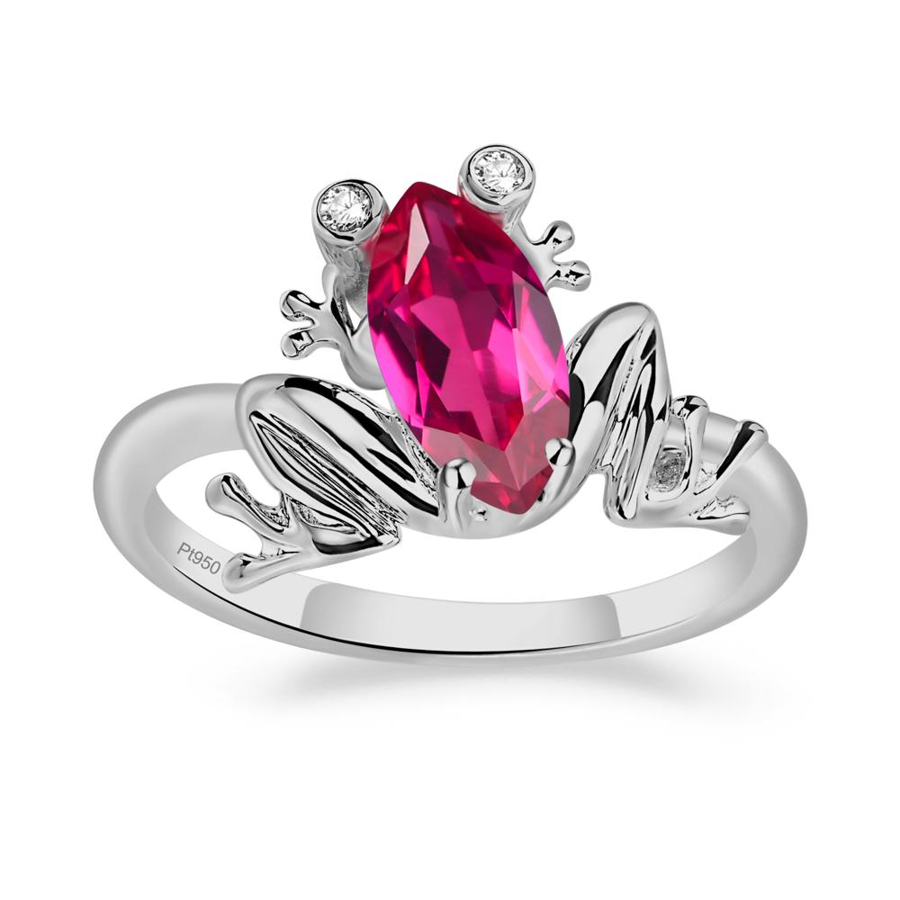 Marquise Cut Lab Grown Ruby Frog Ring - LUO Jewelry #metal_platinum