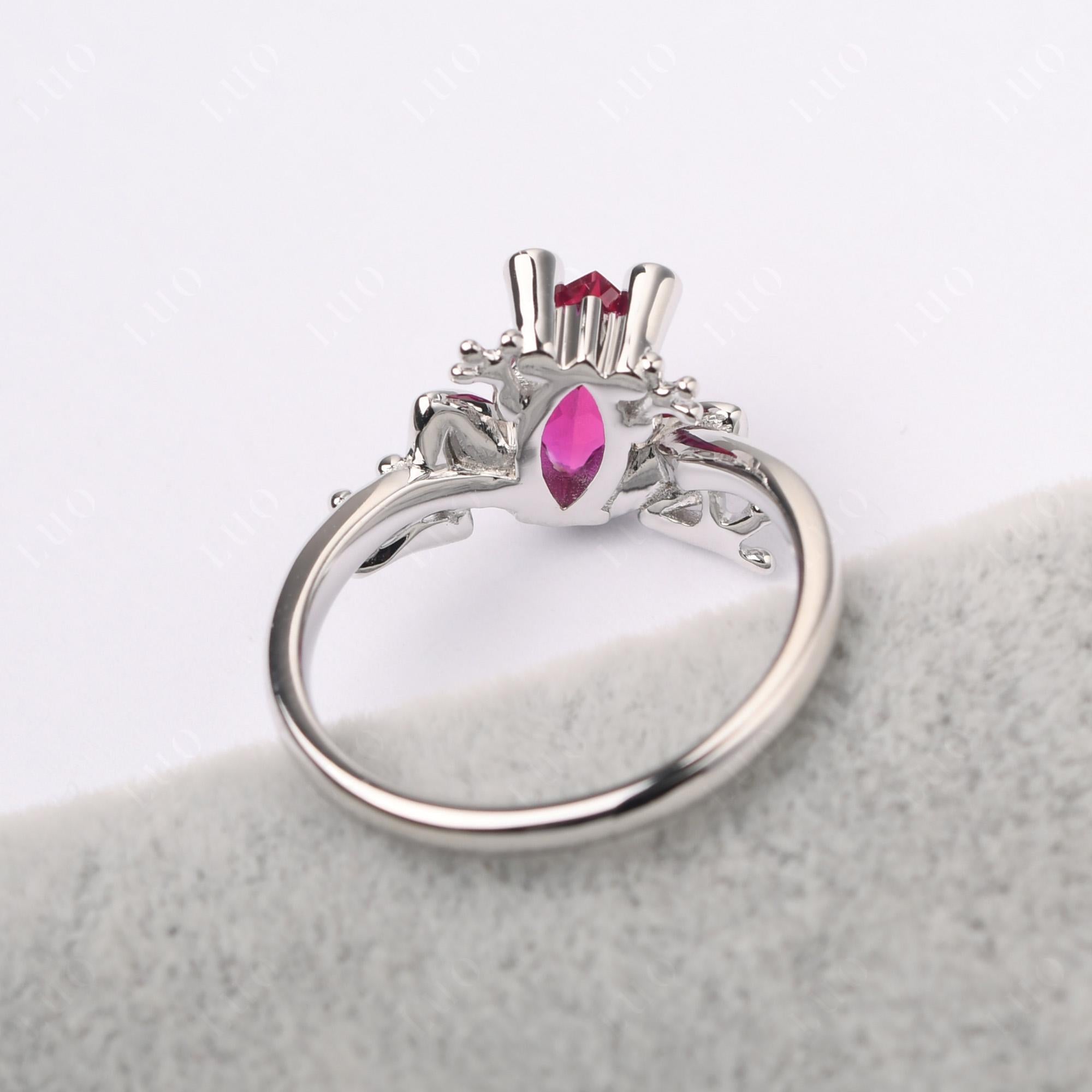 Marquise Cut Lab Grown Ruby Frog Ring - LUO Jewelry