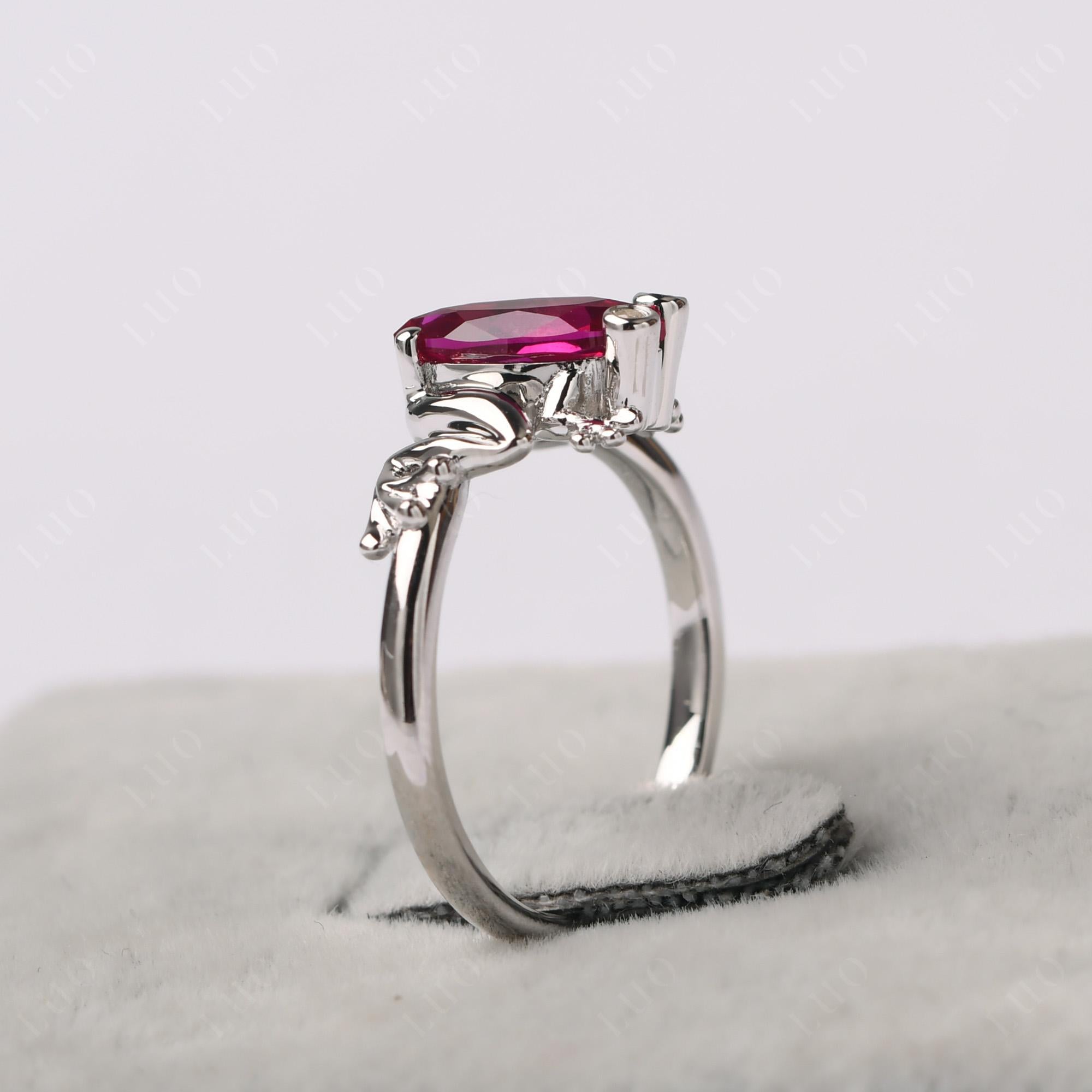 Marquise Cut Lab Grown Ruby Frog Ring - LUO Jewelry