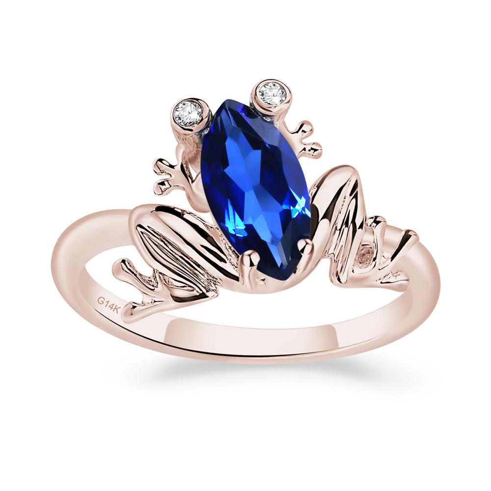 Marquise Cut Lab Created Sapphire Frog Ring - LUO Jewelry #metal_14k rose gold