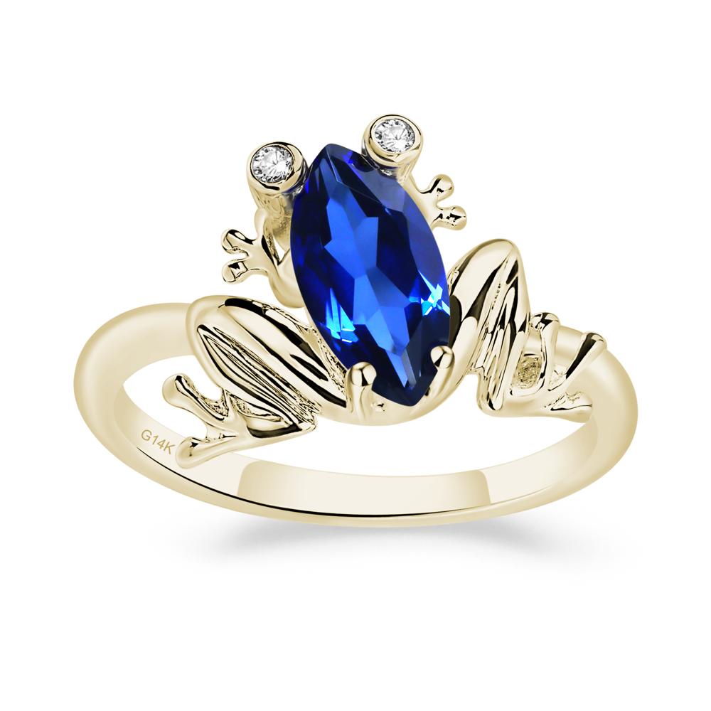 Marquise Cut Lab Created Sapphire Frog Ring - LUO Jewelry #metal_14k yellow gold