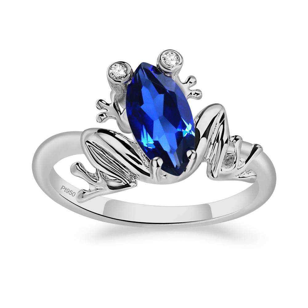 Marquise Cut Lab Created Sapphire Frog Ring - LUO Jewelry #metal_platinum