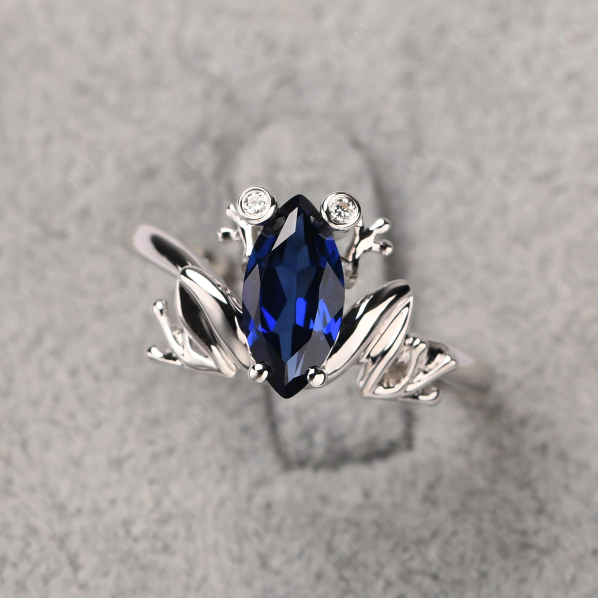 Marquise Cut Lab Created Sapphire Frog Ring - LUO Jewelry