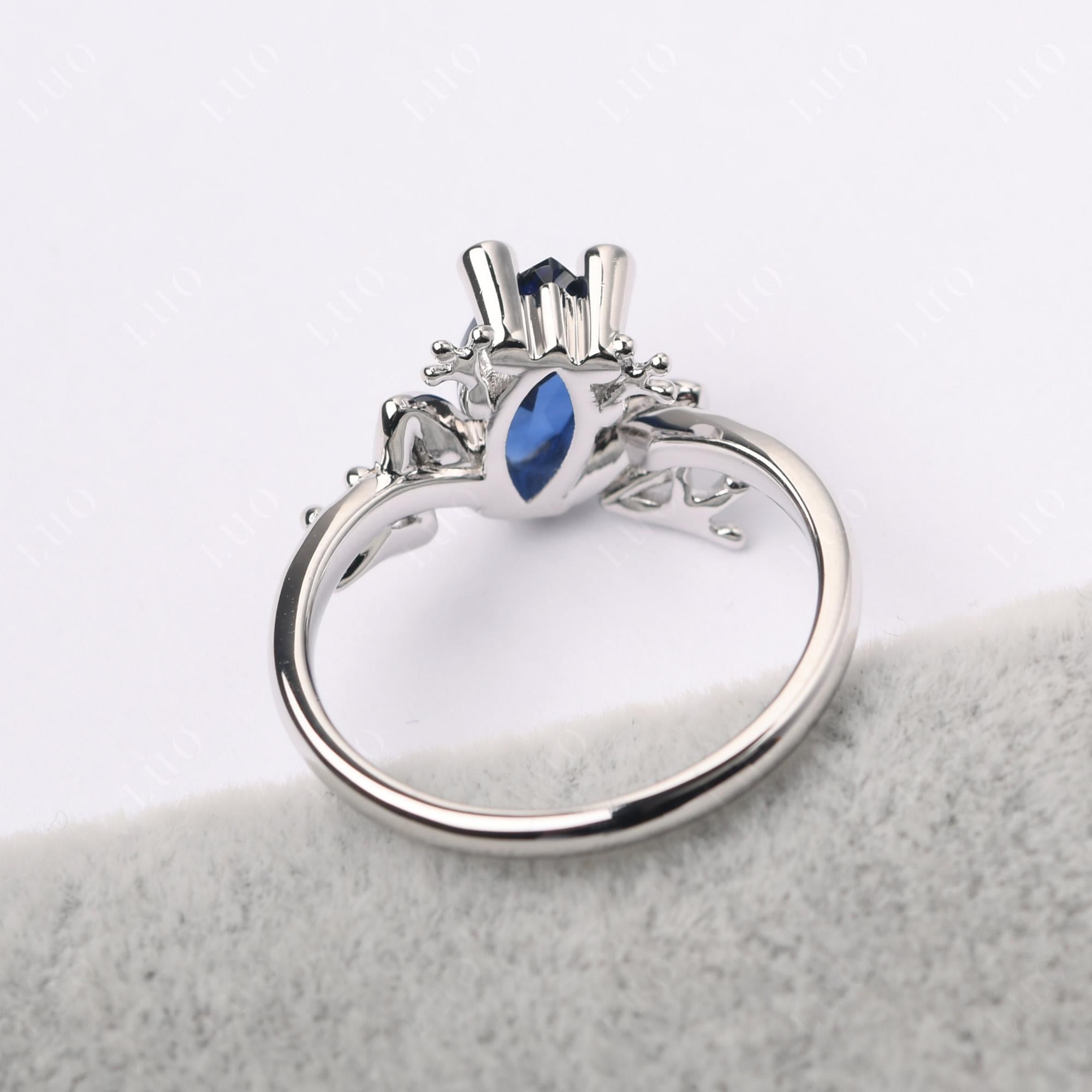 Marquise Cut Lab Created Sapphire Frog Ring - LUO Jewelry