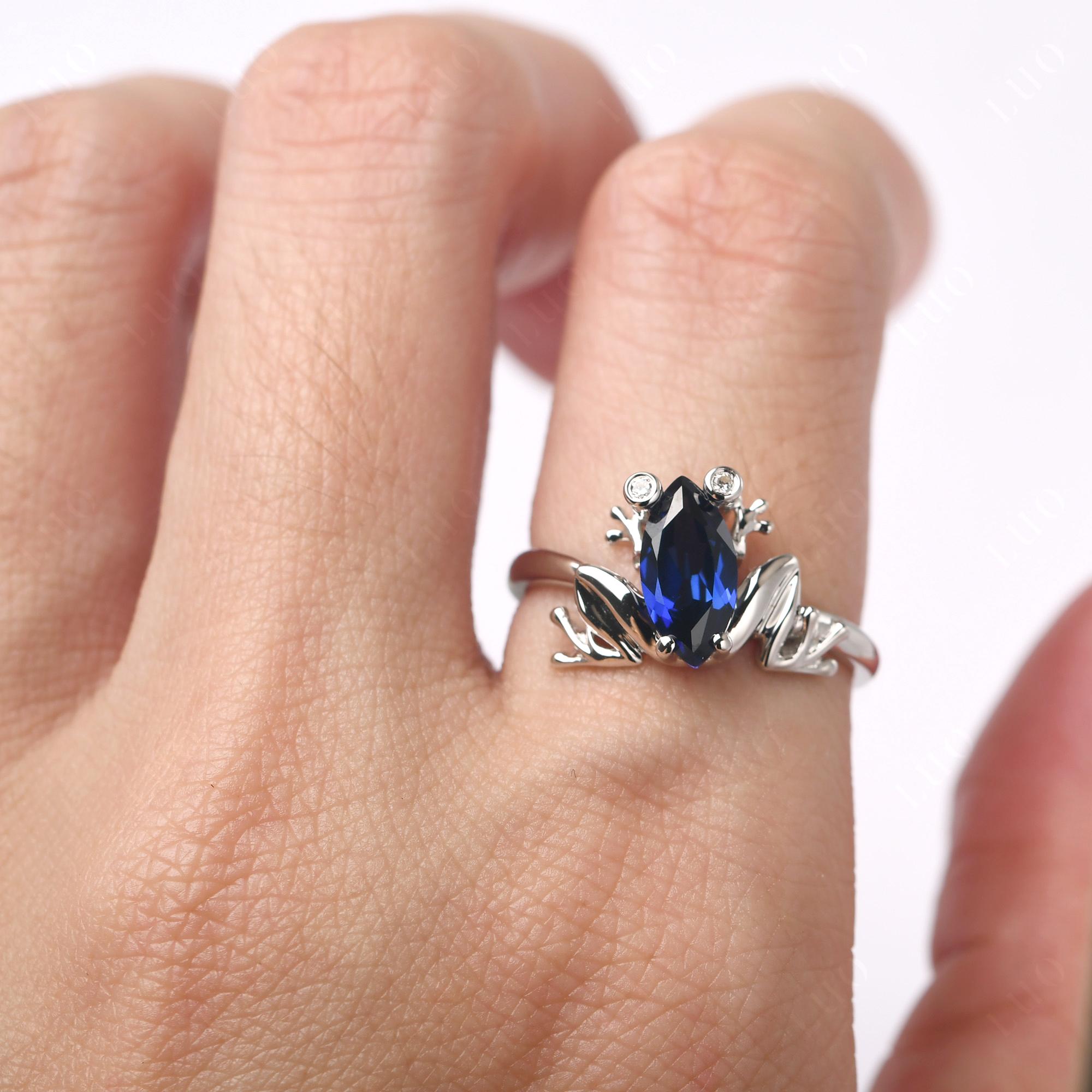Marquise Cut Lab Created Sapphire Frog Ring - LUO Jewelry