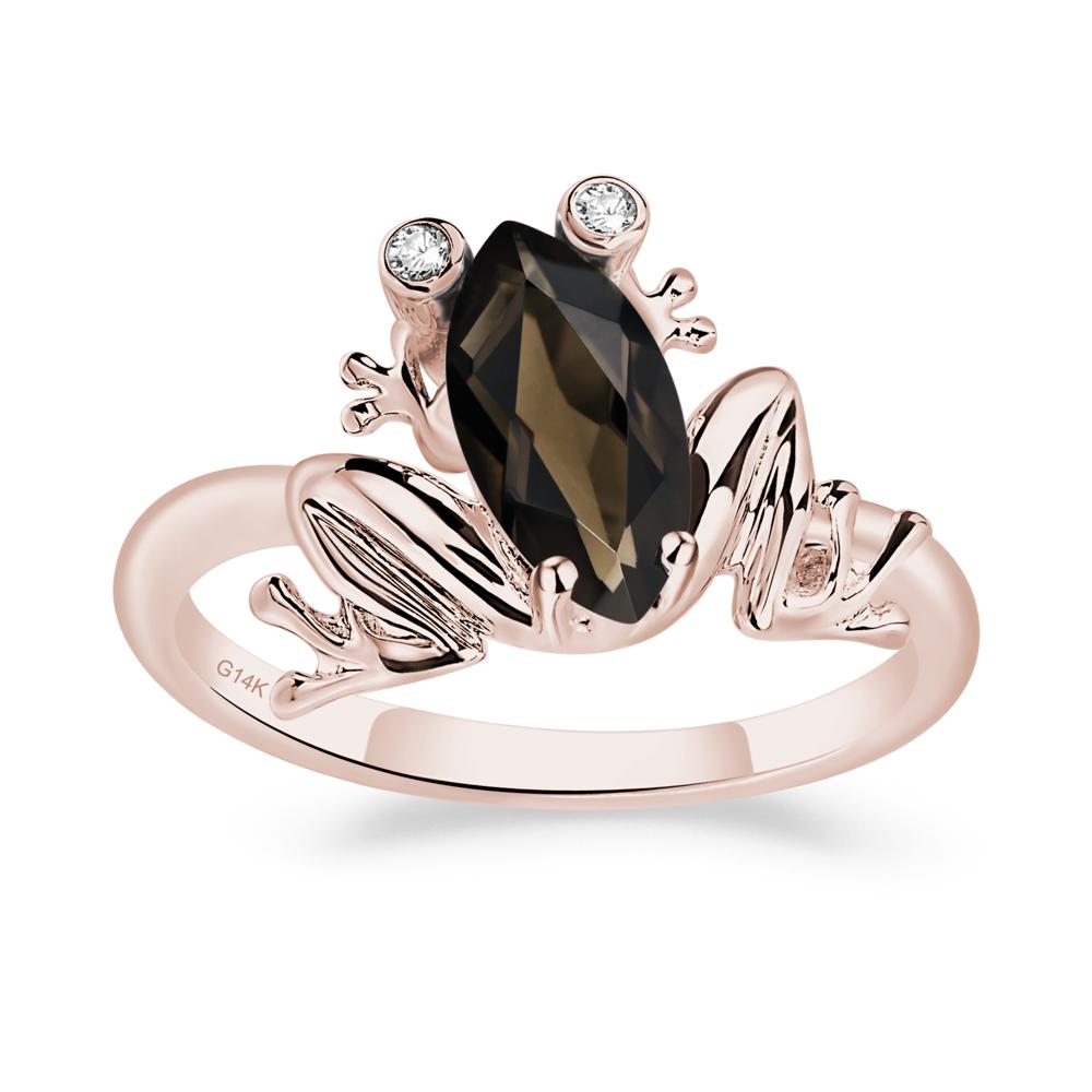 Marquise Cut Smoky Quartz Frog Ring - LUO Jewelry #metal_14k rose gold
