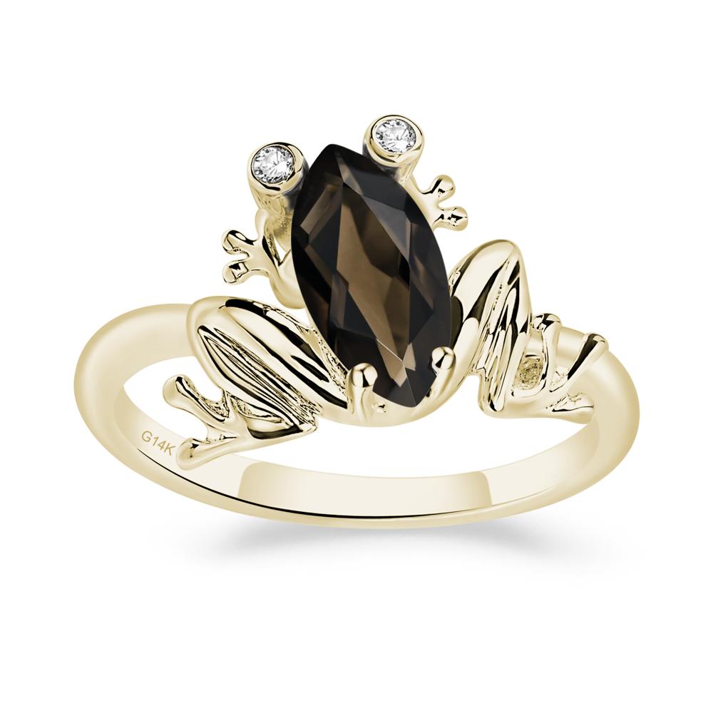 Marquise Cut Smoky Quartz Frog Ring - LUO Jewelry #metal_14k yellow gold