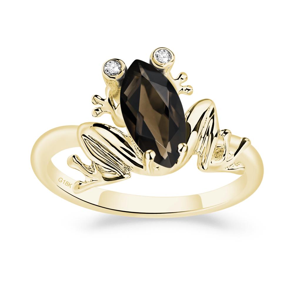 Marquise Cut Smoky Quartz Frog Ring - LUO Jewelry #metal_18k yellow gold