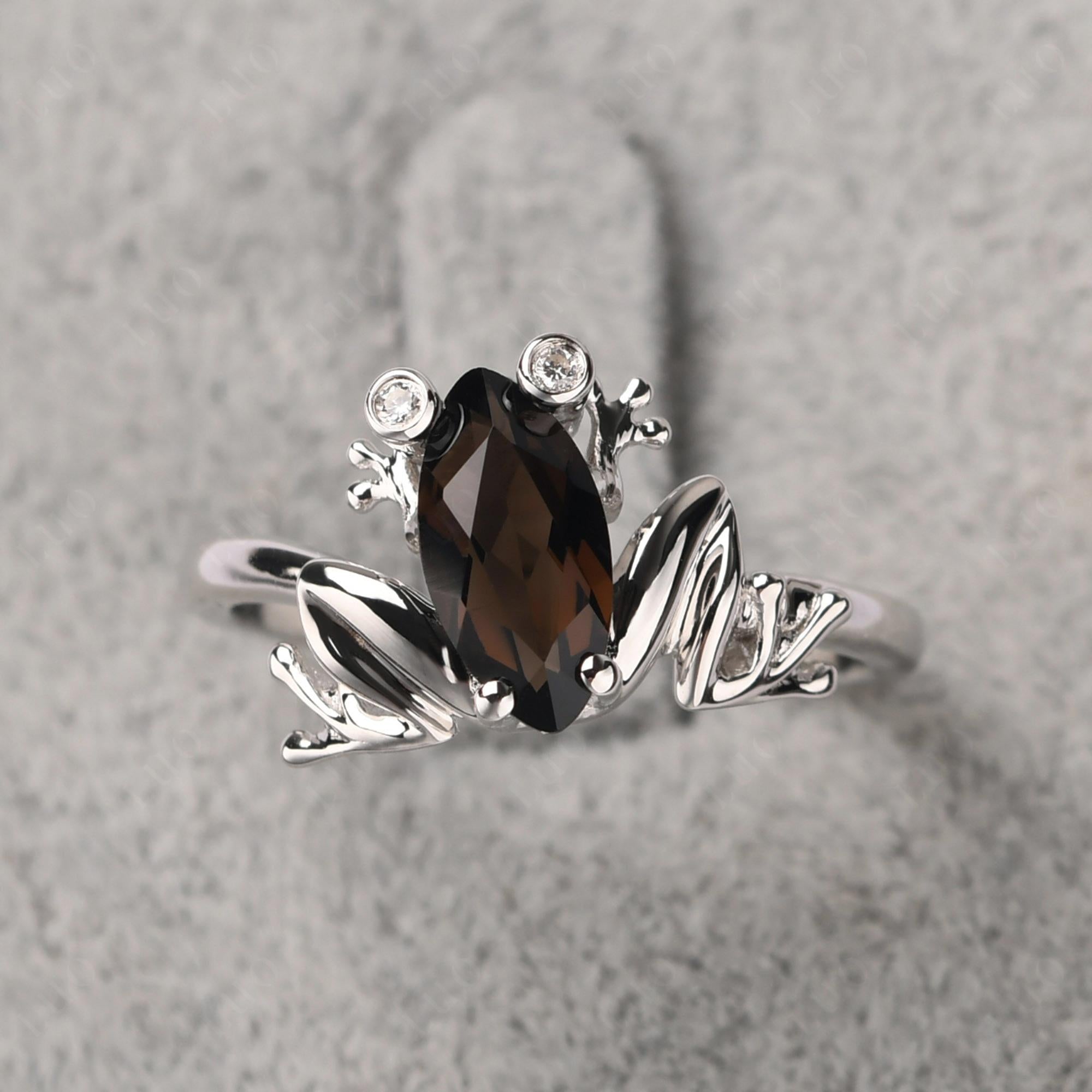 Marquise Cut Smoky Quartz Frog Ring - LUO Jewelry