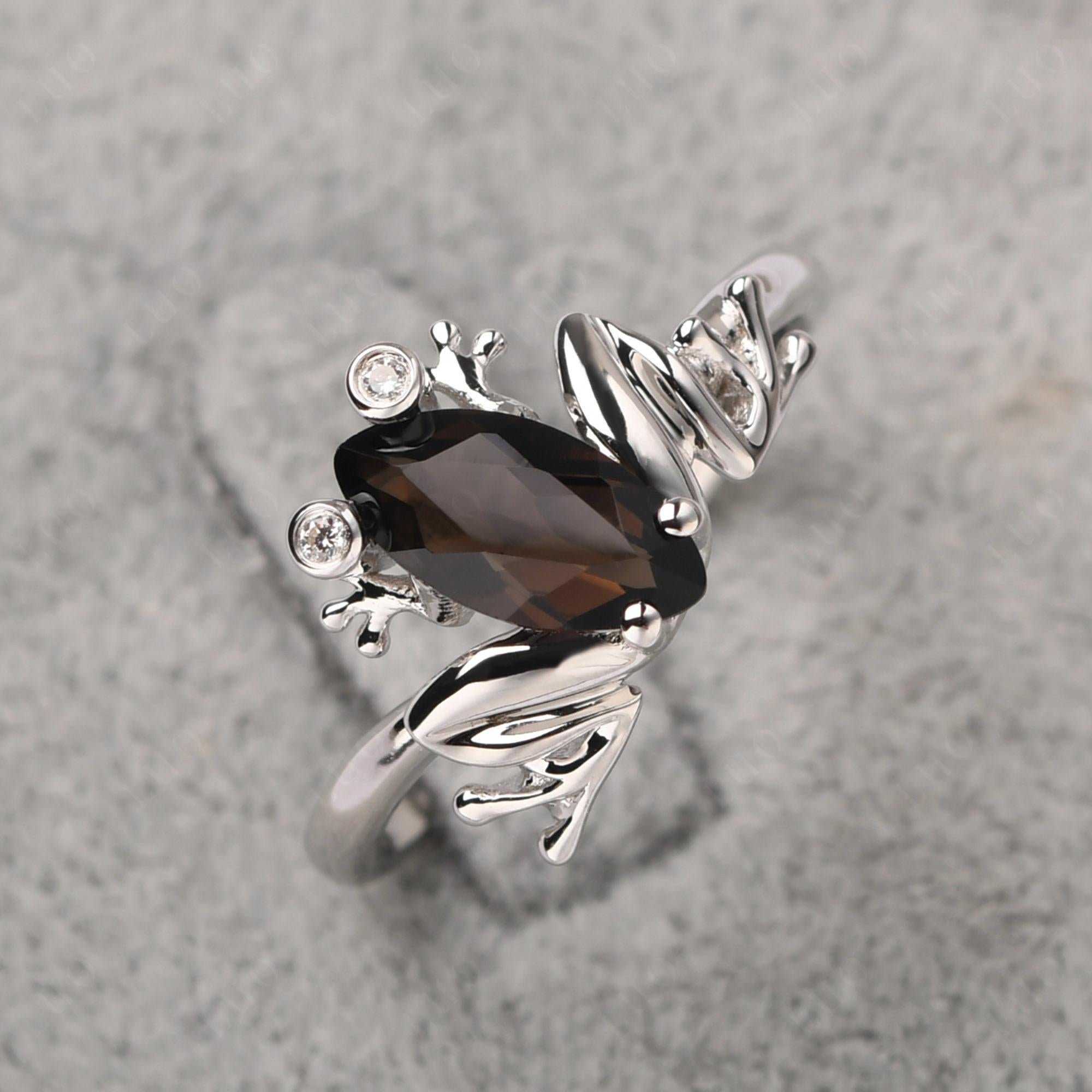 Marquise Cut Smoky Quartz Frog Ring - LUO Jewelry