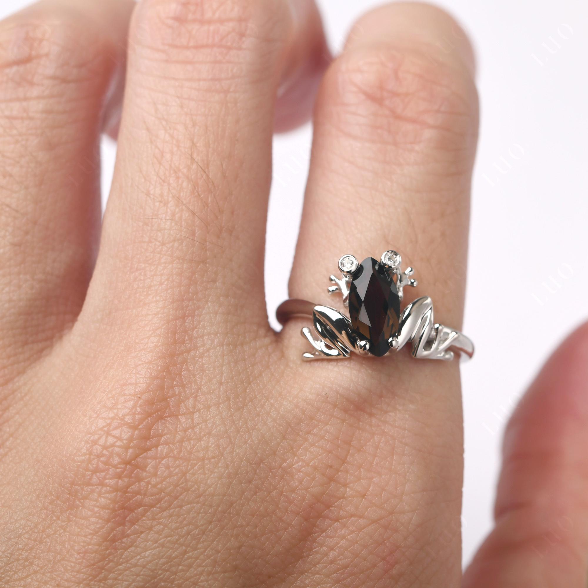 Marquise Cut Smoky Quartz Frog Ring - LUO Jewelry