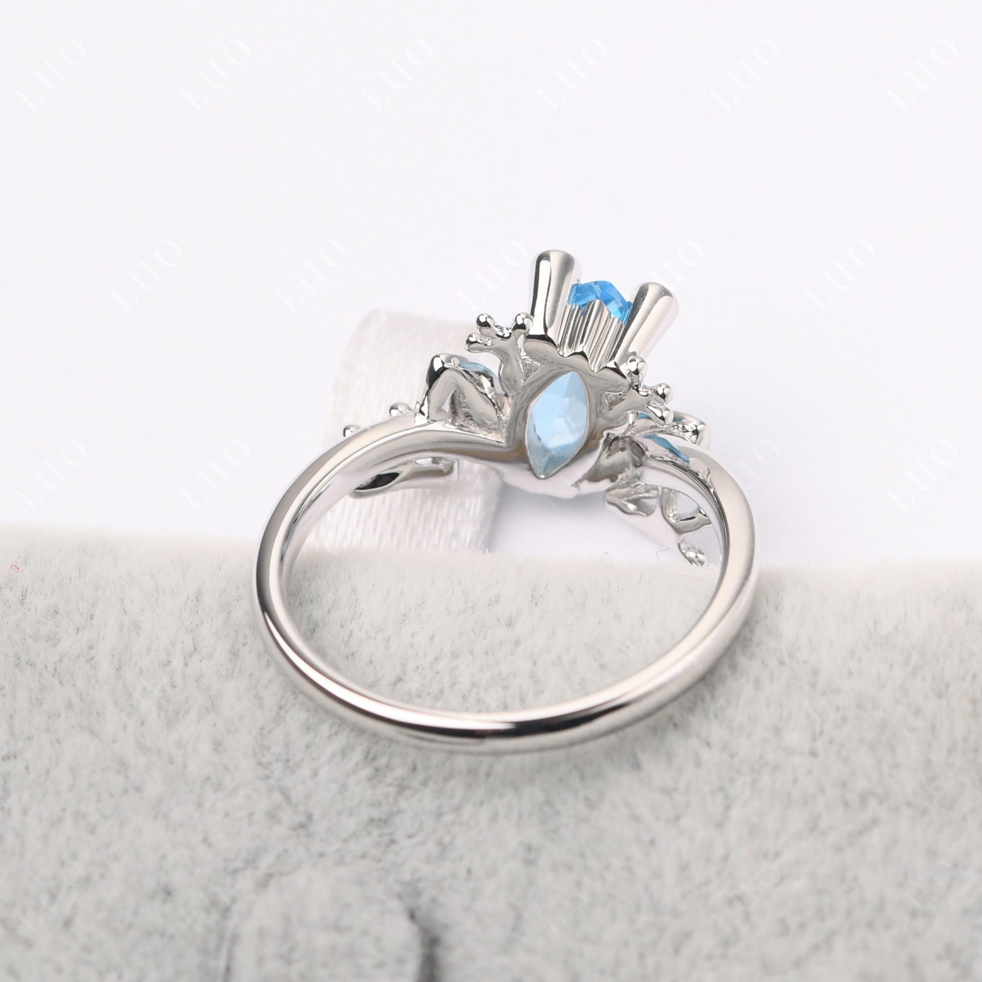 Marquise Cut Swiss Blue Topaz Frog Ring - LUO Jewelry