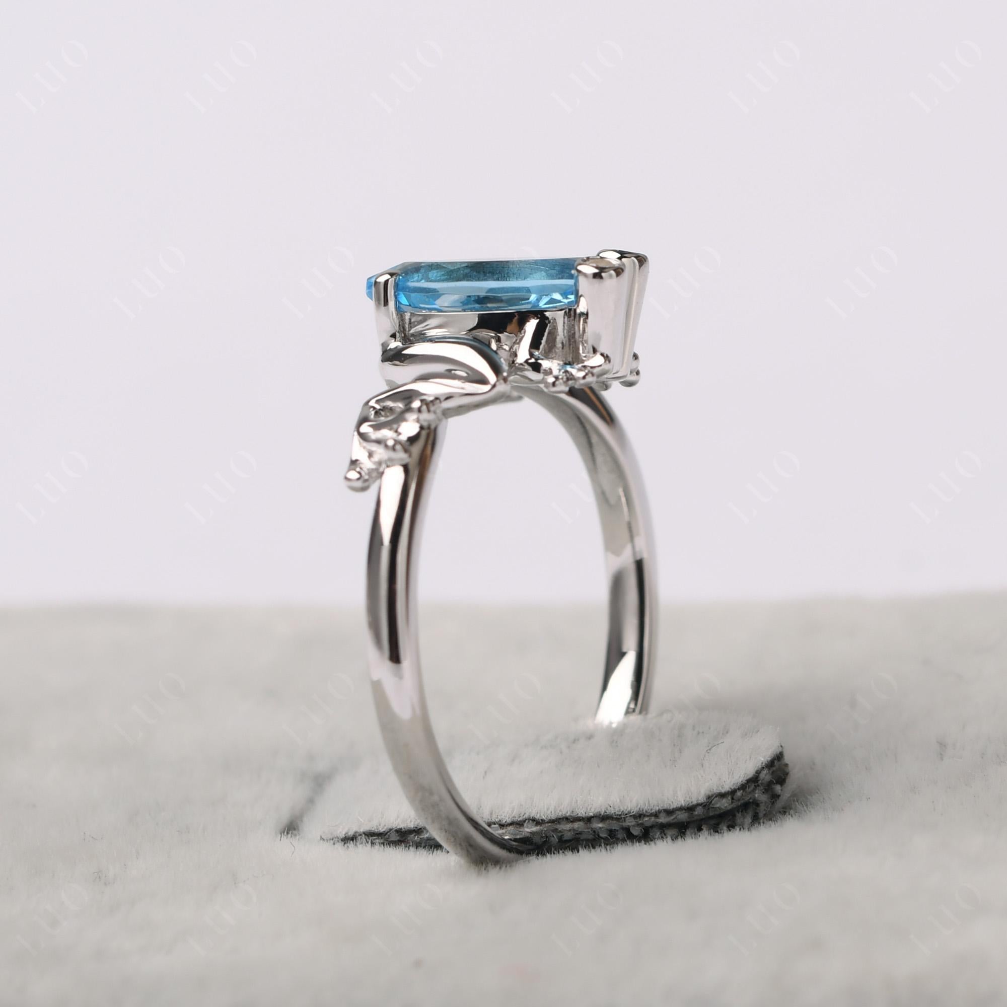 Marquise Cut Swiss Blue Topaz Frog Ring - LUO Jewelry