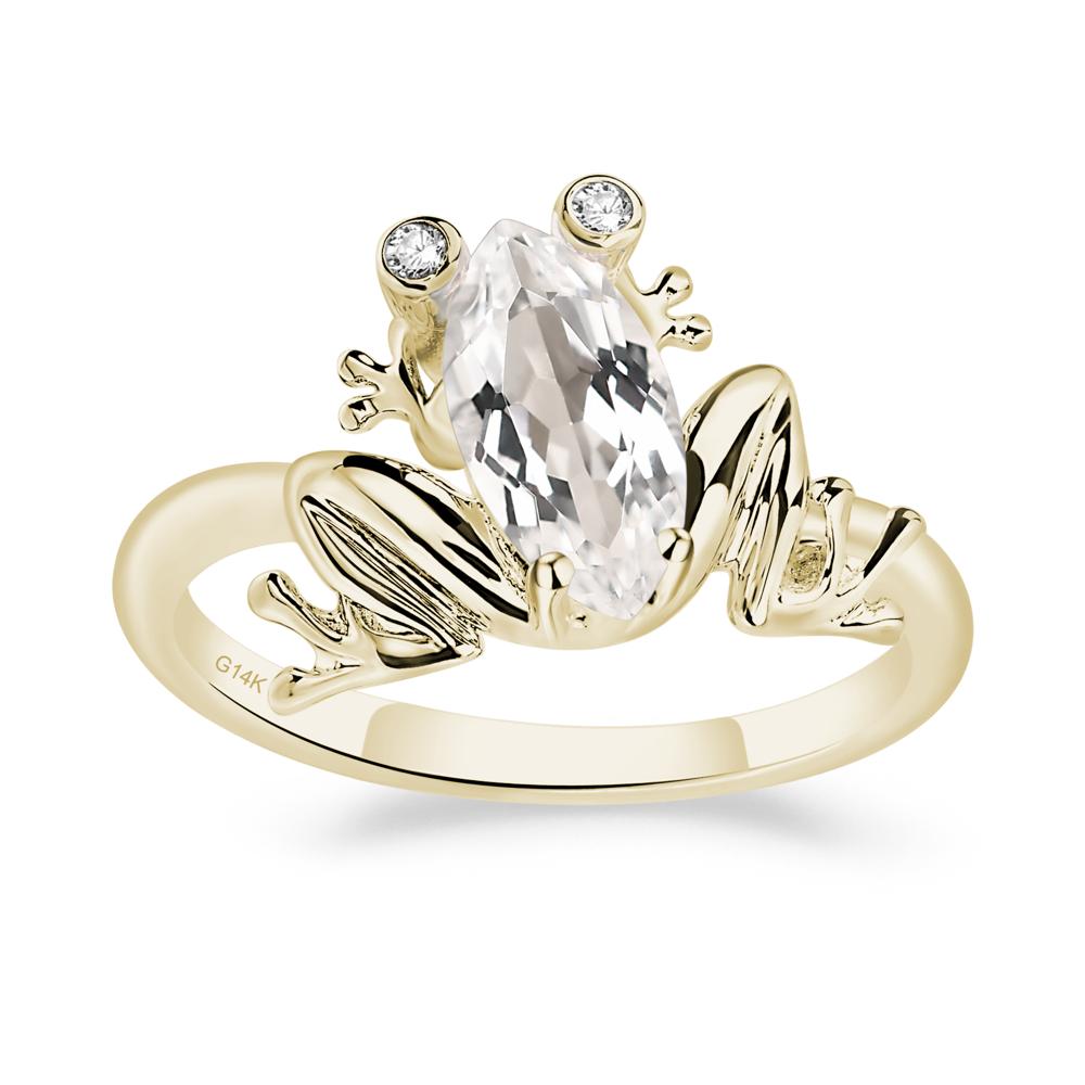 Marquise Cut White Topaz Frog Ring - LUO Jewelry #metal_14k yellow gold