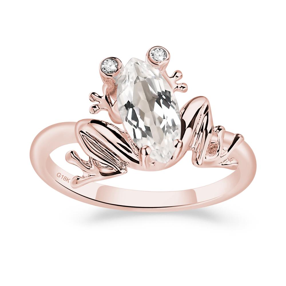 Marquise Cut White Topaz Frog Ring - LUO Jewelry #metal_18k rose gold