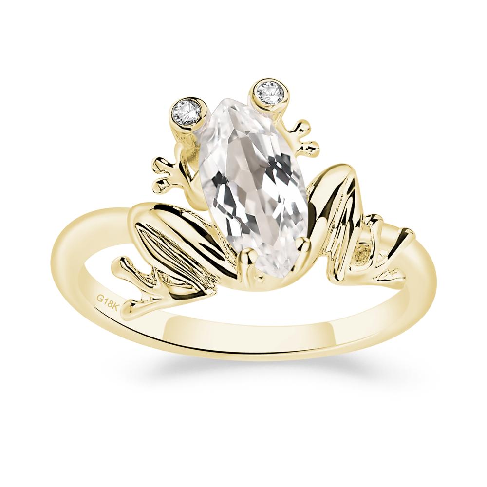 Marquise Cut White Topaz Frog Ring - LUO Jewelry #metal_18k yellow gold