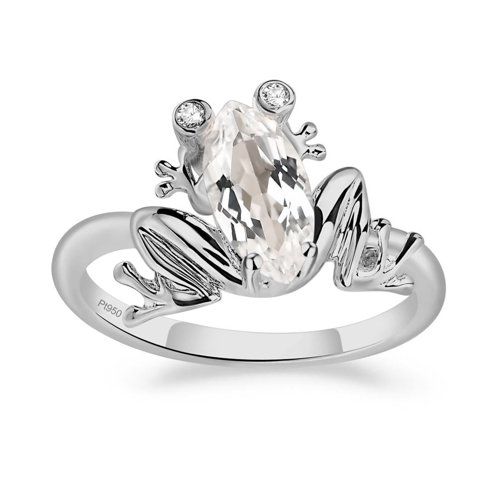 Marquise Cut White Topaz Frog Ring - LUO Jewelry #metal_platinum