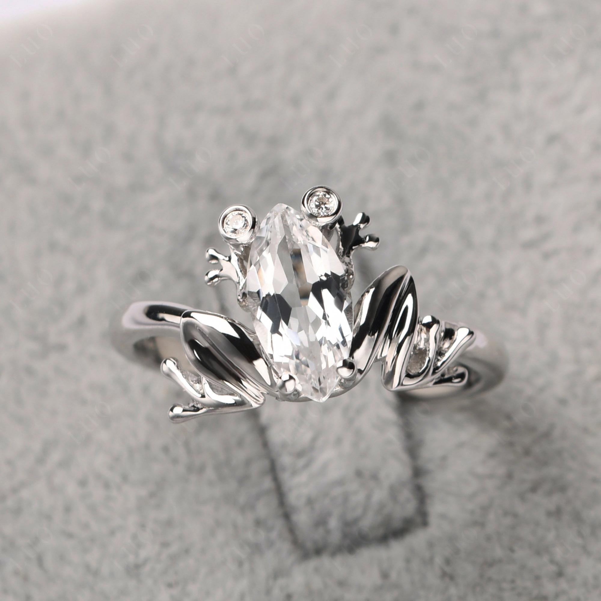 Marquise Cut White Topaz Frog Ring - LUO Jewelry