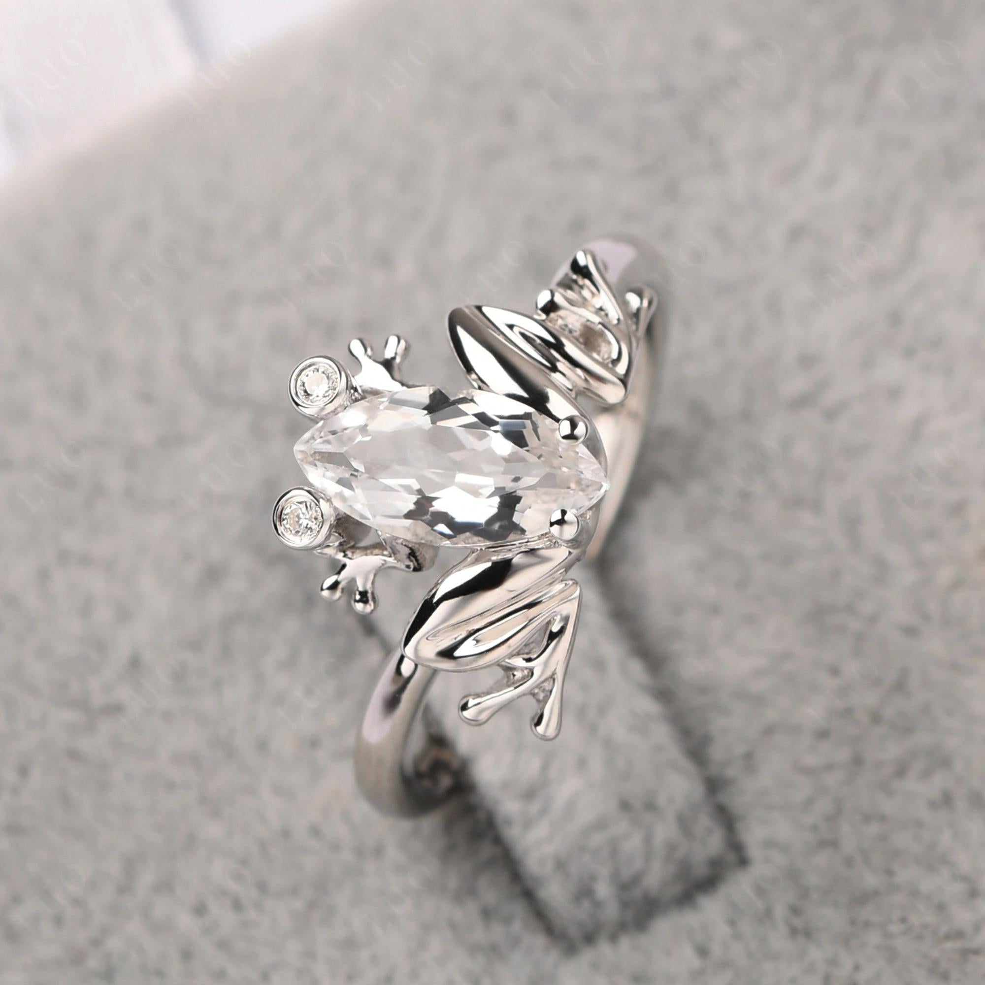 Marquise Cut White Topaz Frog Ring - LUO Jewelry