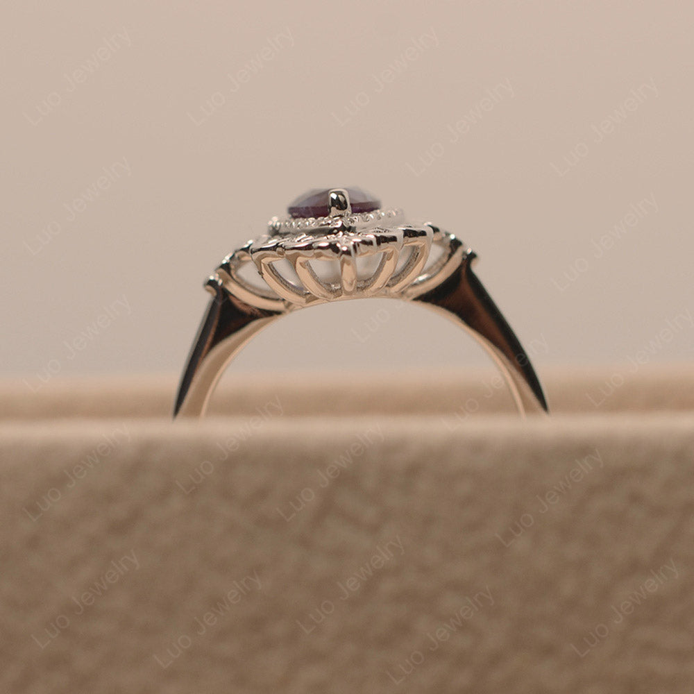 Vintage Marquise Cut Lab Alexandrite Halo Ring