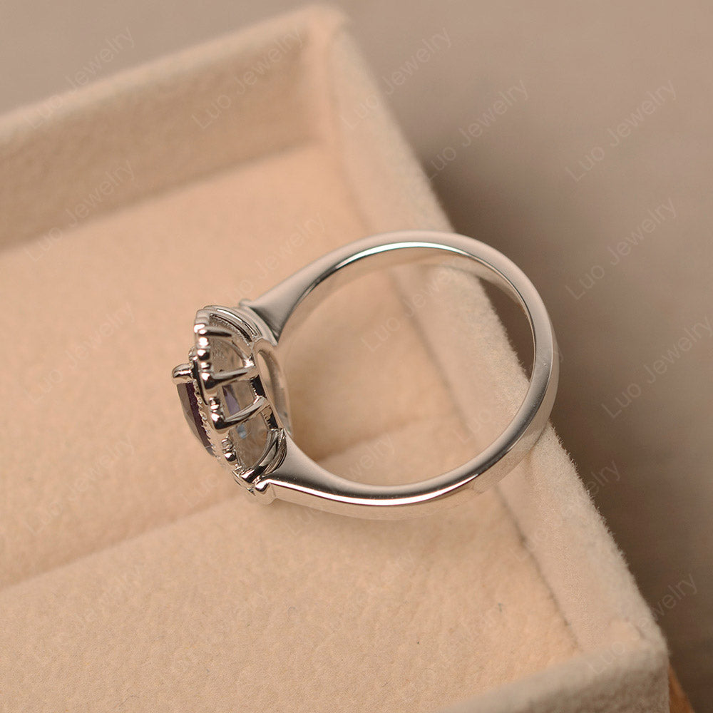 Vintage Marquise Cut Lab Alexandrite Halo Ring