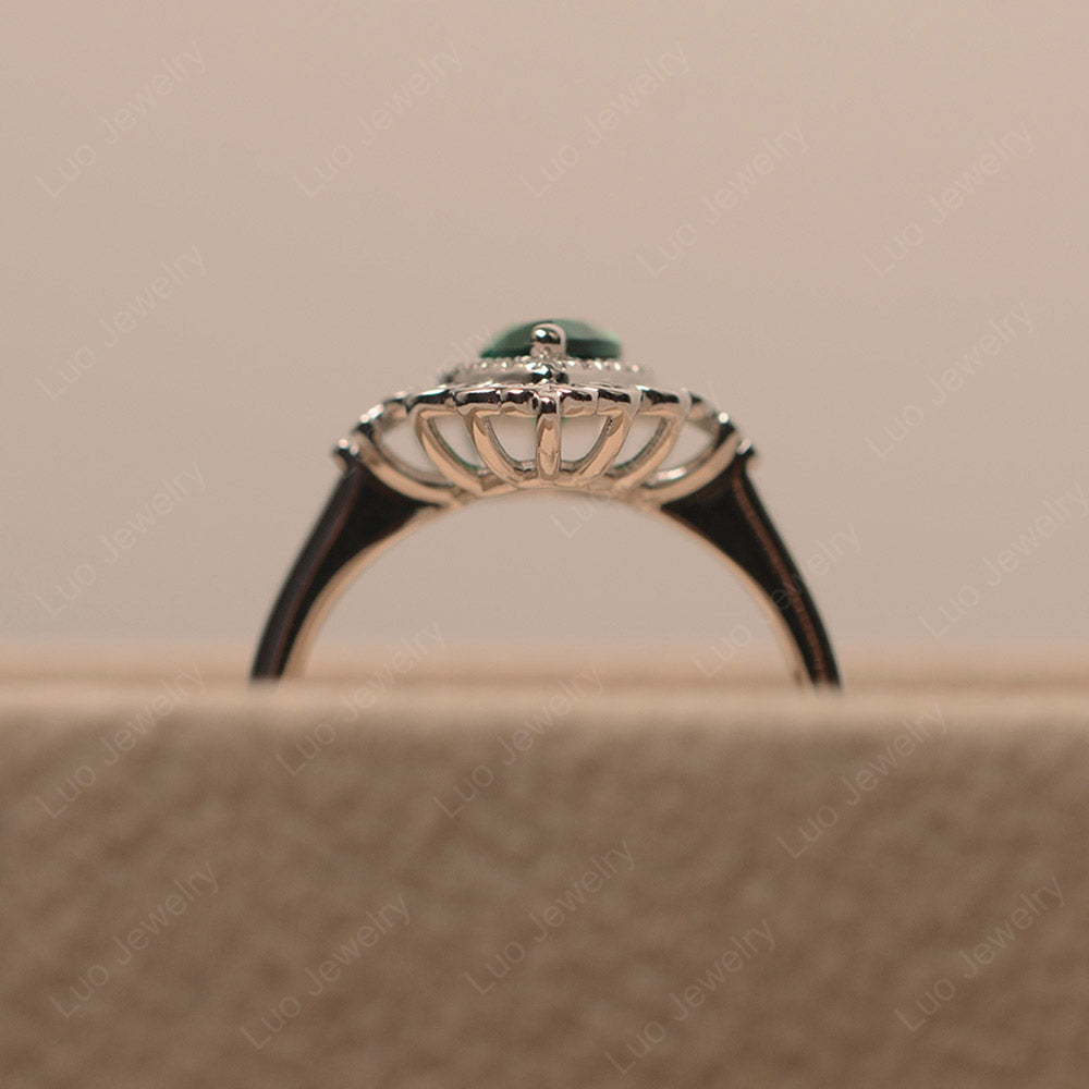 Vintage Marquise Cut Lab Emerald Halo Ring