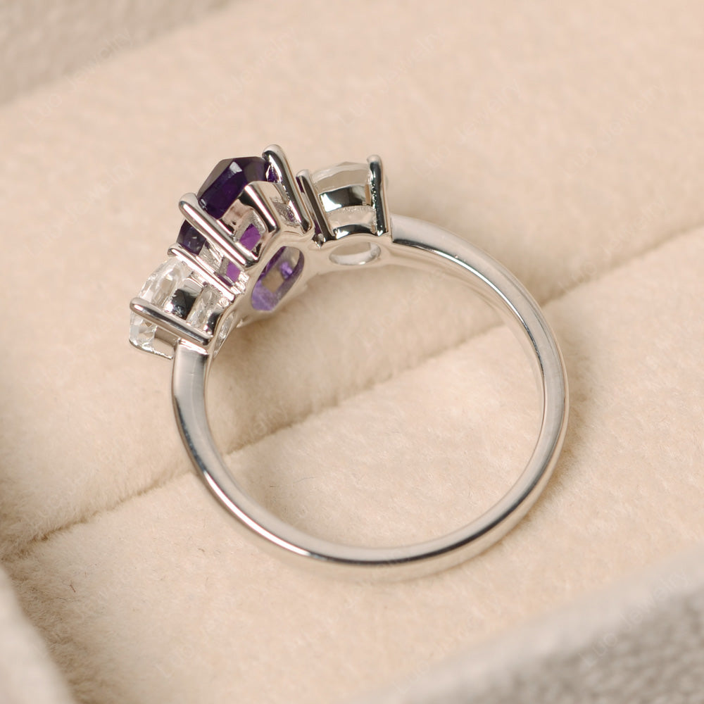 Marquise Cut Three Stone Amethyst Wedding Ring - LUO Jewelry