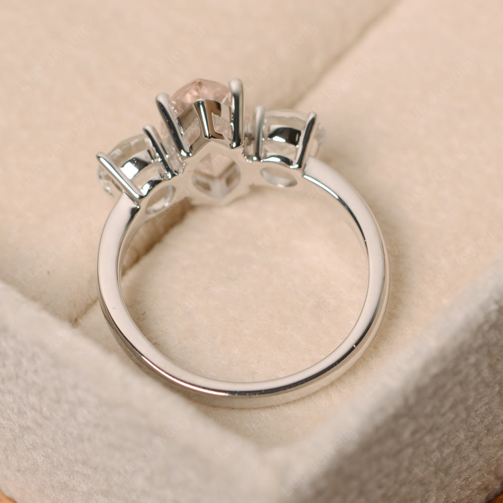 Marquise Cut Three Stone Morganite Wedding Ring - LUO Jewelry