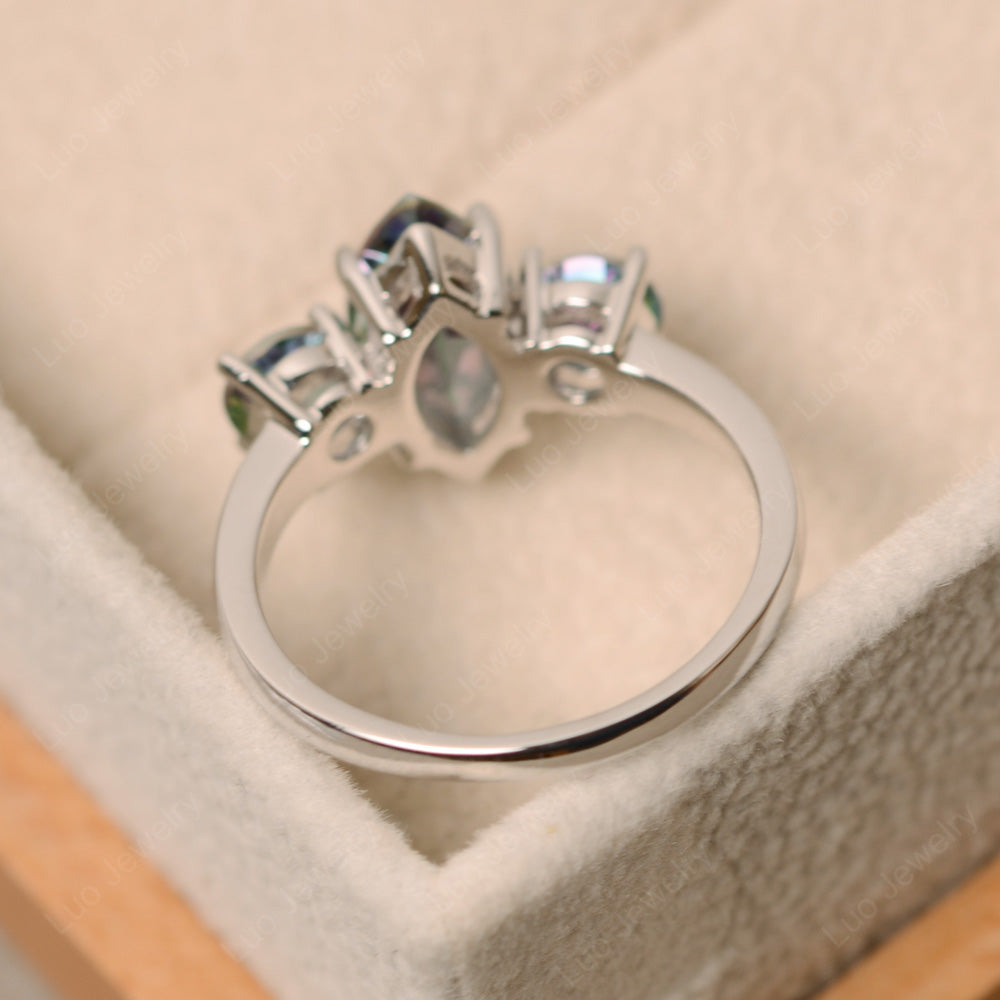 Marquise Cut Three Stone Mystic Topaz Wedding Ring - LUO Jewelry