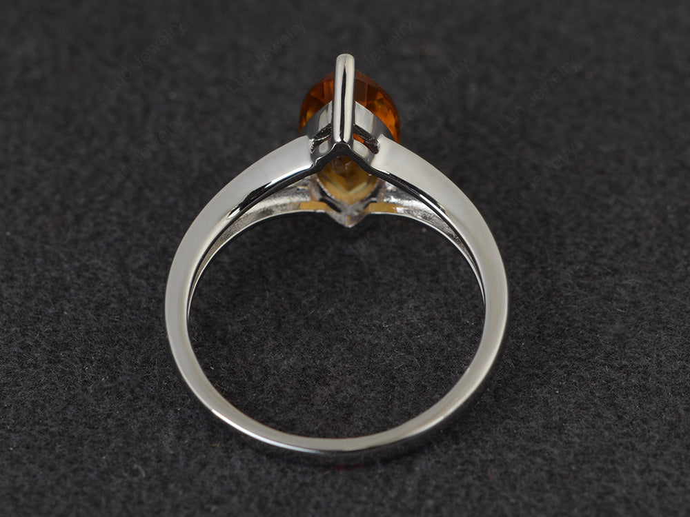 Marquise Cut Split Shank Citrine Ring Silver - LUO Jewelry