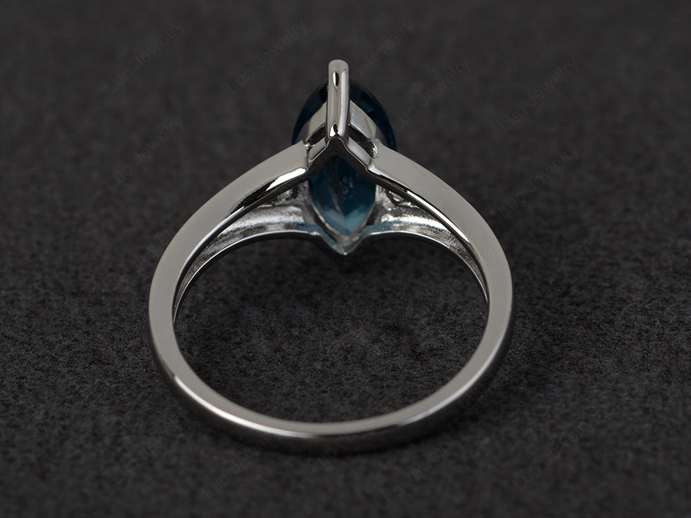 Marquise Cut Split Shank London Blue Topaz Ring Silver - LUO Jewelry