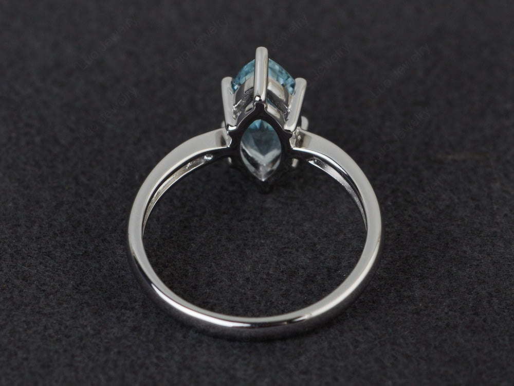 Aquamarine Solitaire Ring Marquise Cut White Gold - LUO Jewelry