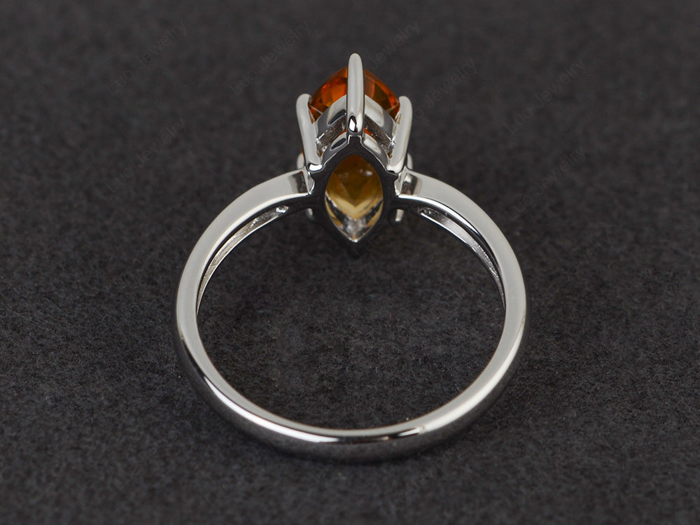 Citrine Solitaire Ring Marquise Cut White Gold - LUO Jewelry