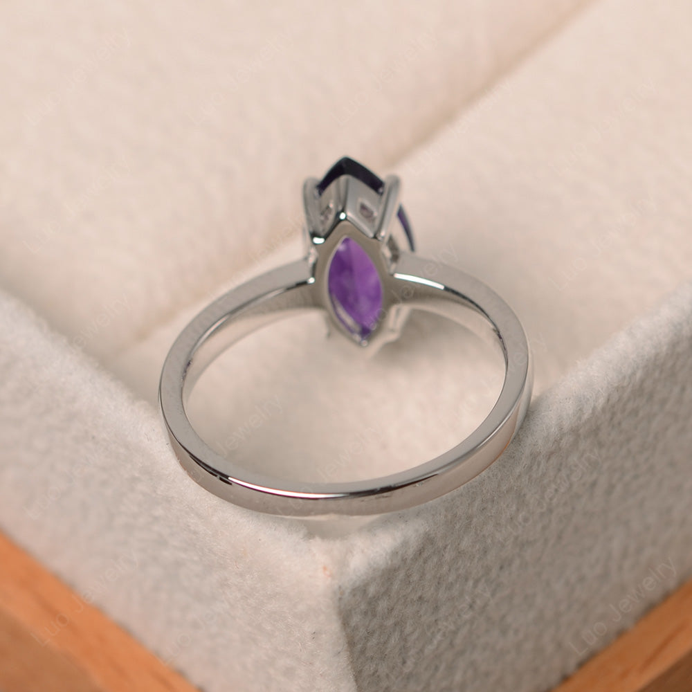 Marquise Cut Amethyst Solitaire Ring Rose Gold - LUO Jewelry