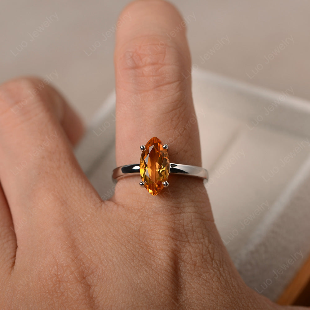 Marquise Cut Citrine Solitaire Ring Rose Gold - LUO Jewelry
