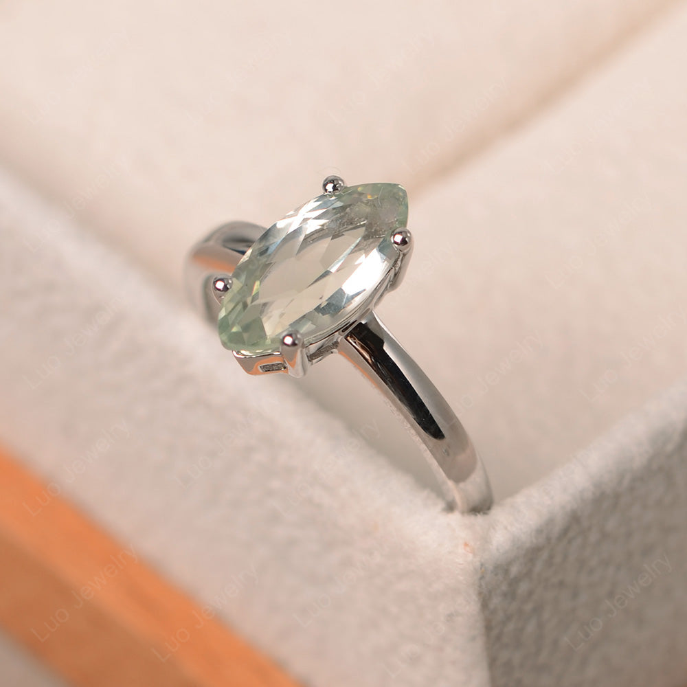 Marquise Cut Green Amethyst Solitaire Ring Rose Gold - LUO Jewelry