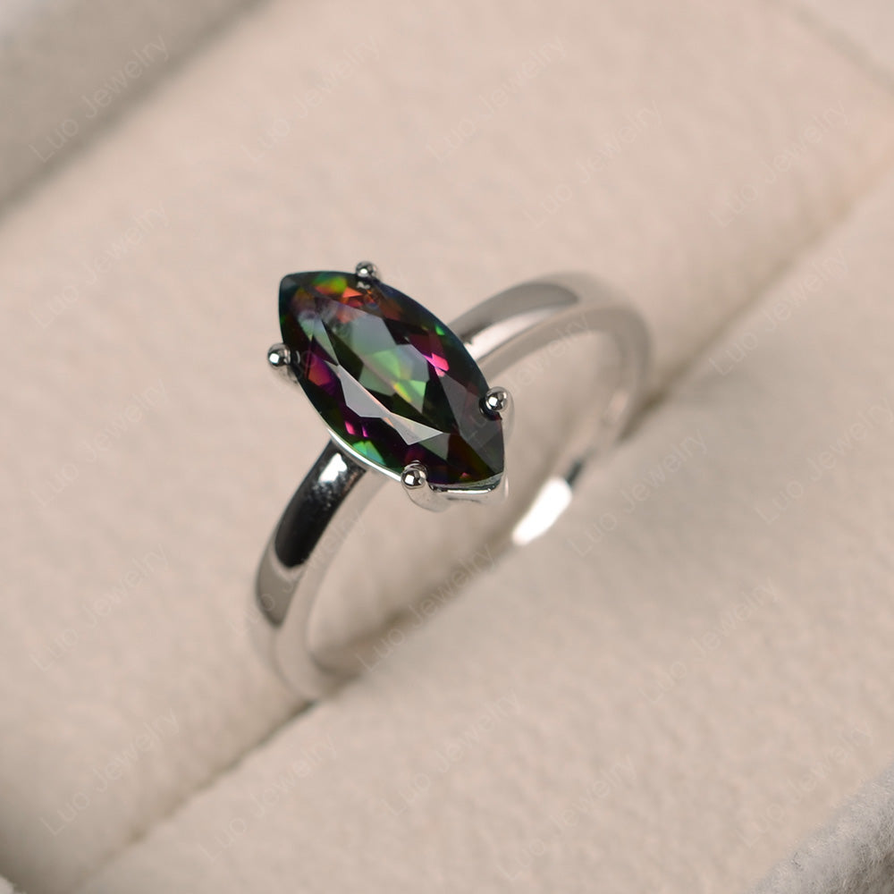 Marquise Cut Mystic Topaz Solitaire Ring Rose Gold - LUO Jewelry