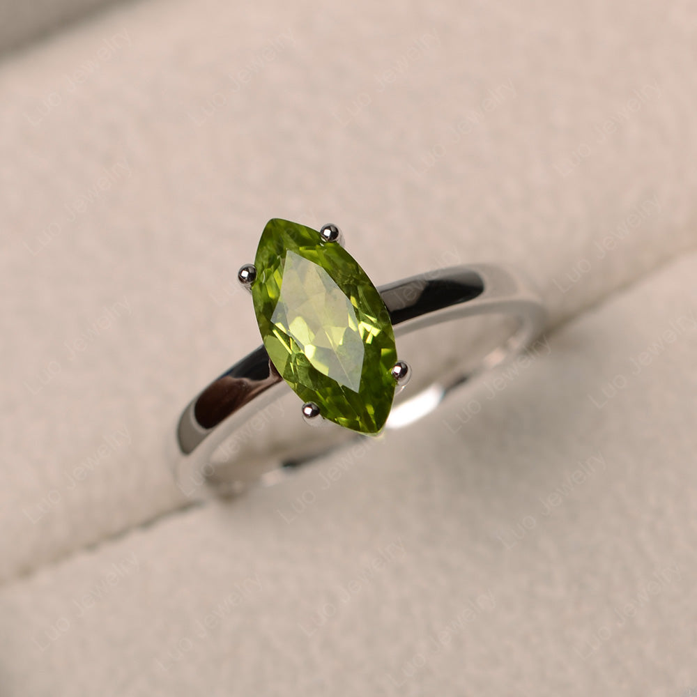 Marquise Cut Peridot Solitaire Ring Rose Gold - LUO Jewelry