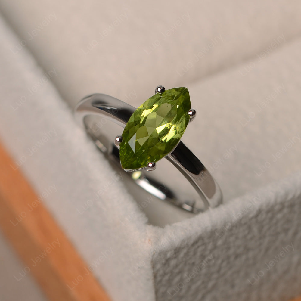 Marquise Cut Peridot Solitaire Ring Rose Gold - LUO Jewelry