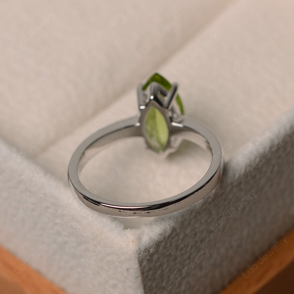 Marquise Cut Peridot Solitaire Ring Rose Gold - LUO Jewelry