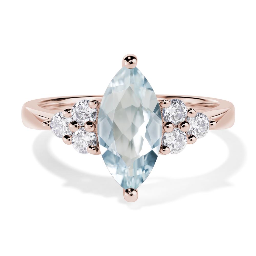 Large Marquise Cut Aquamarine Ring - LUO Jewelry #metal_14k rose gold