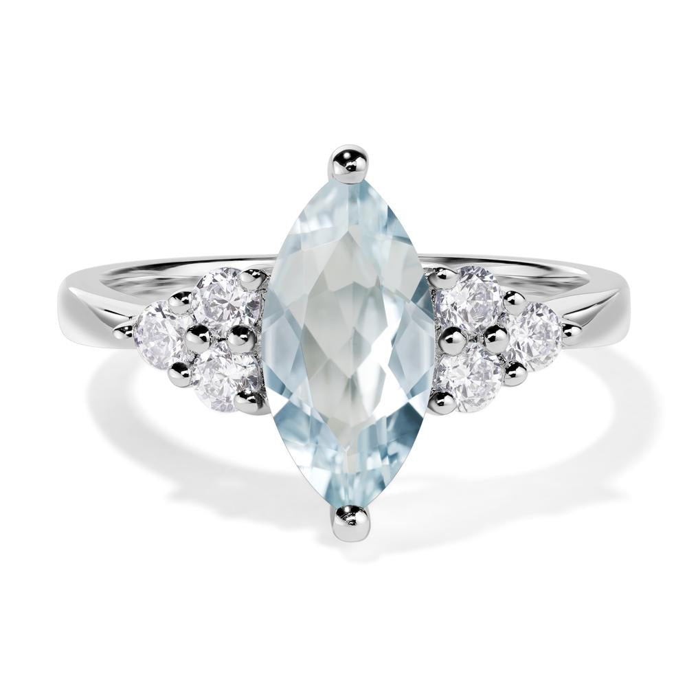 Large Marquise Cut Aquamarine Ring - LUO Jewelry #metal_14k white gold